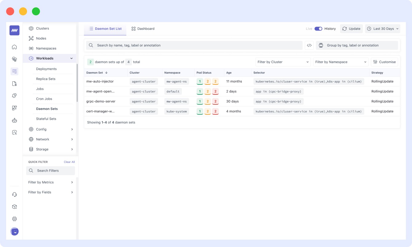 kubernetes DaemonSet monitoring setup