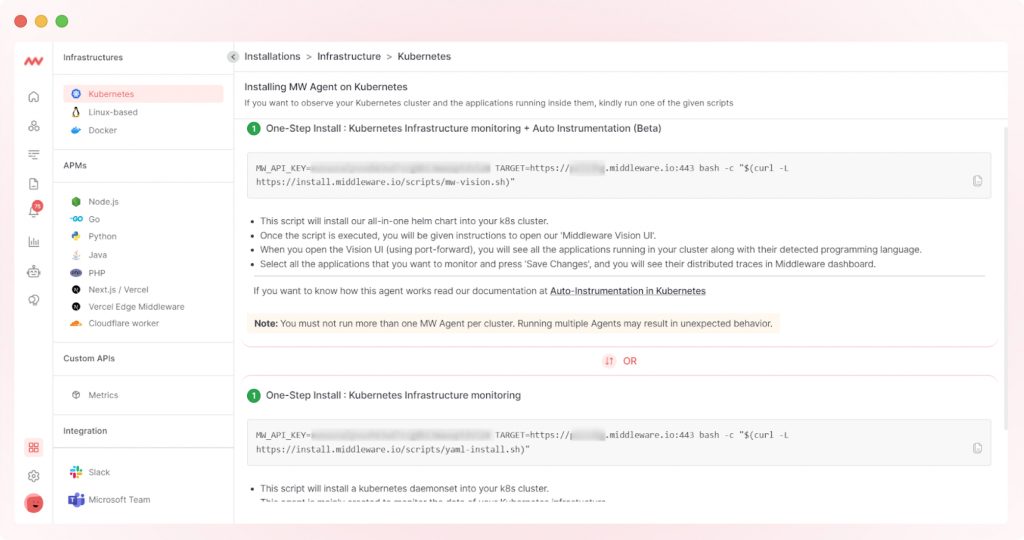 How to install agent in Middleware