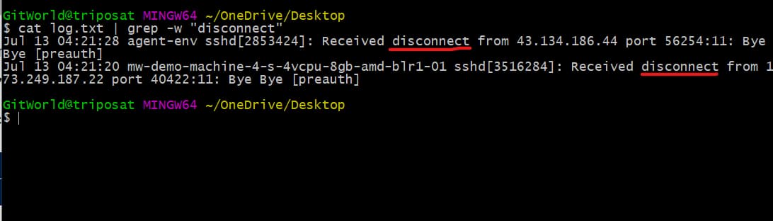 grep -w “disconnect”