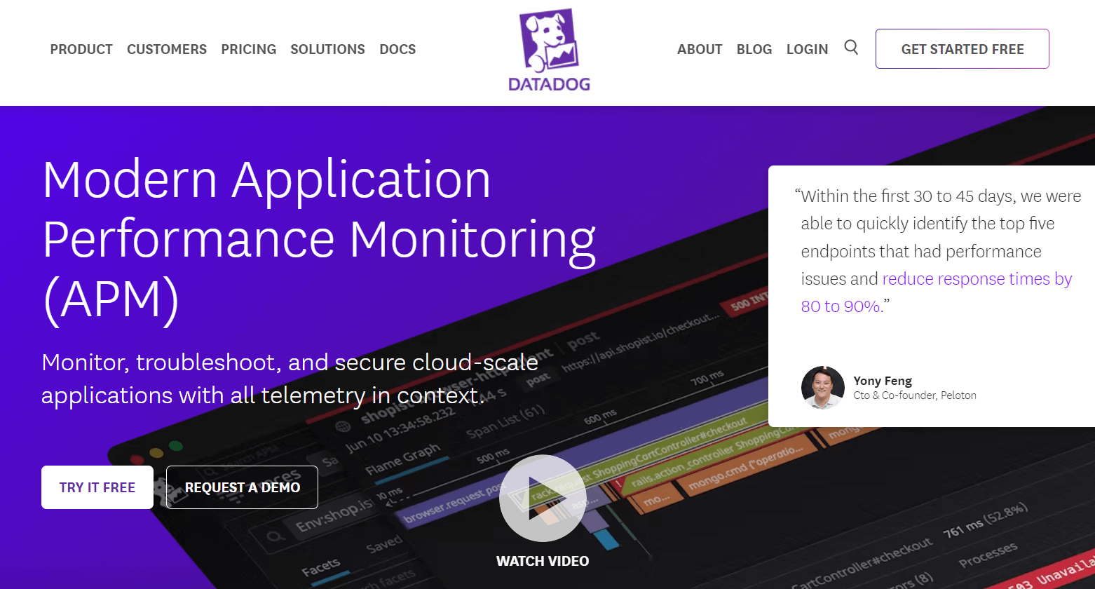 Leading APM tool, Datadog
