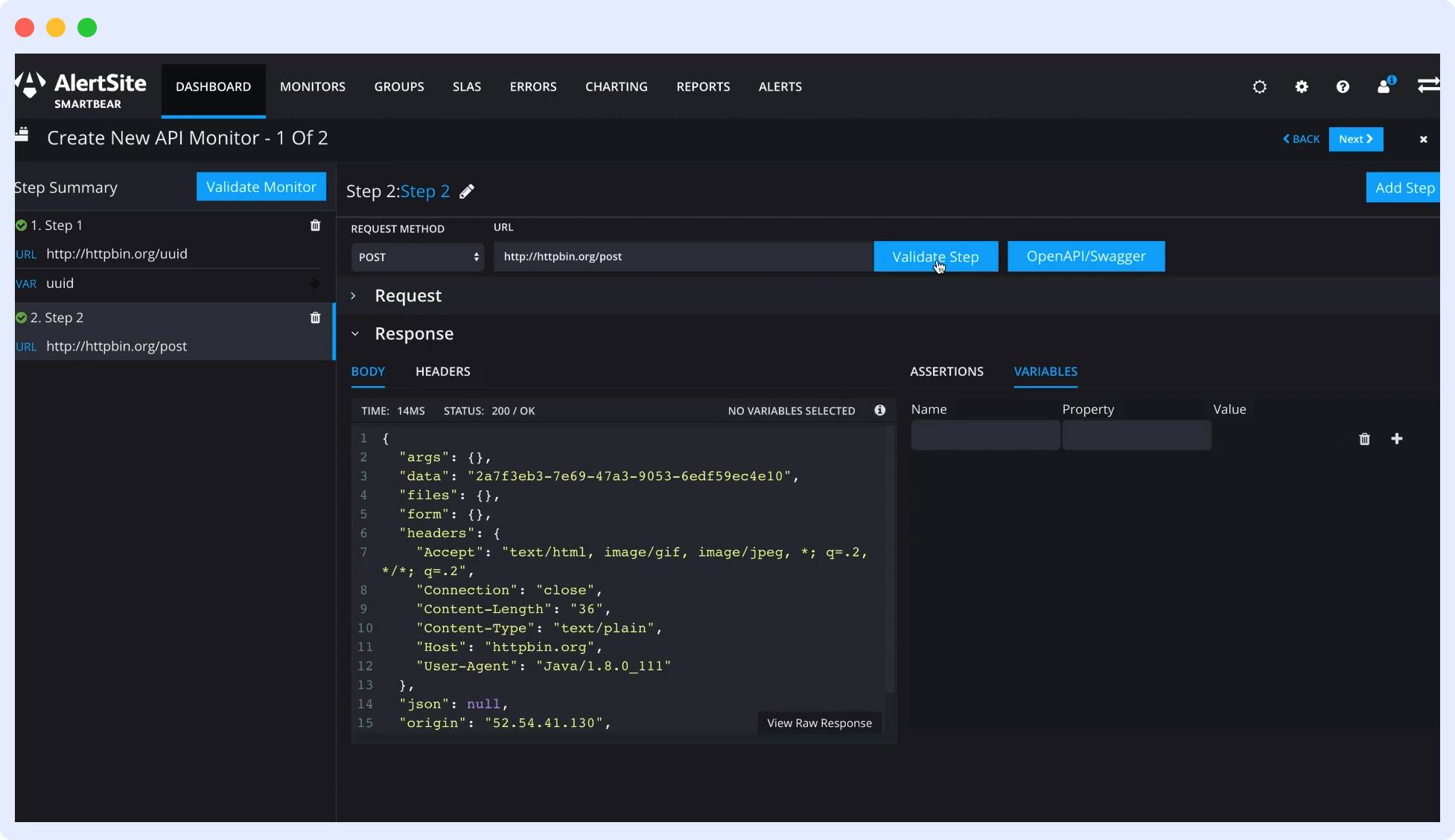 Smartbear(alerts site) API monitoring tool