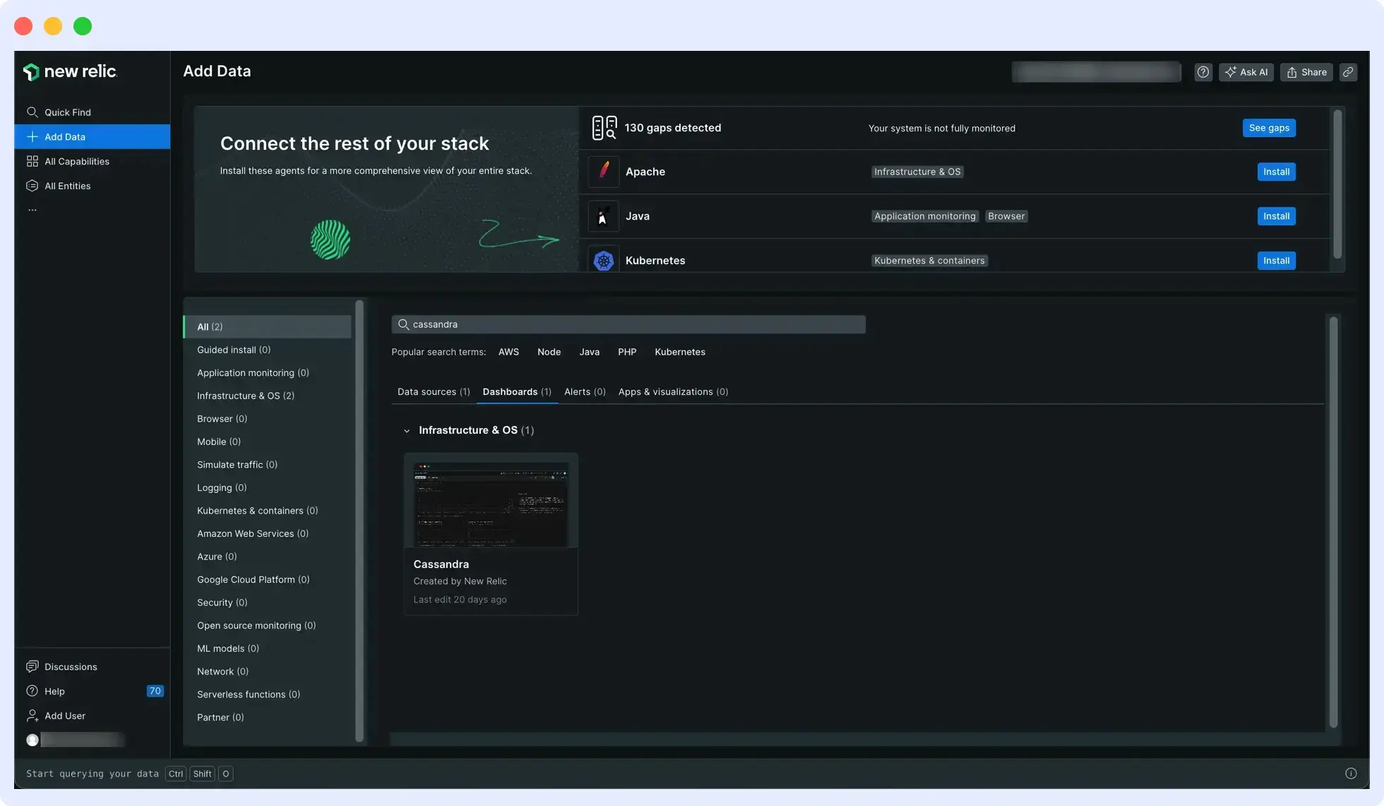 Newrelic monitoring for cassandra