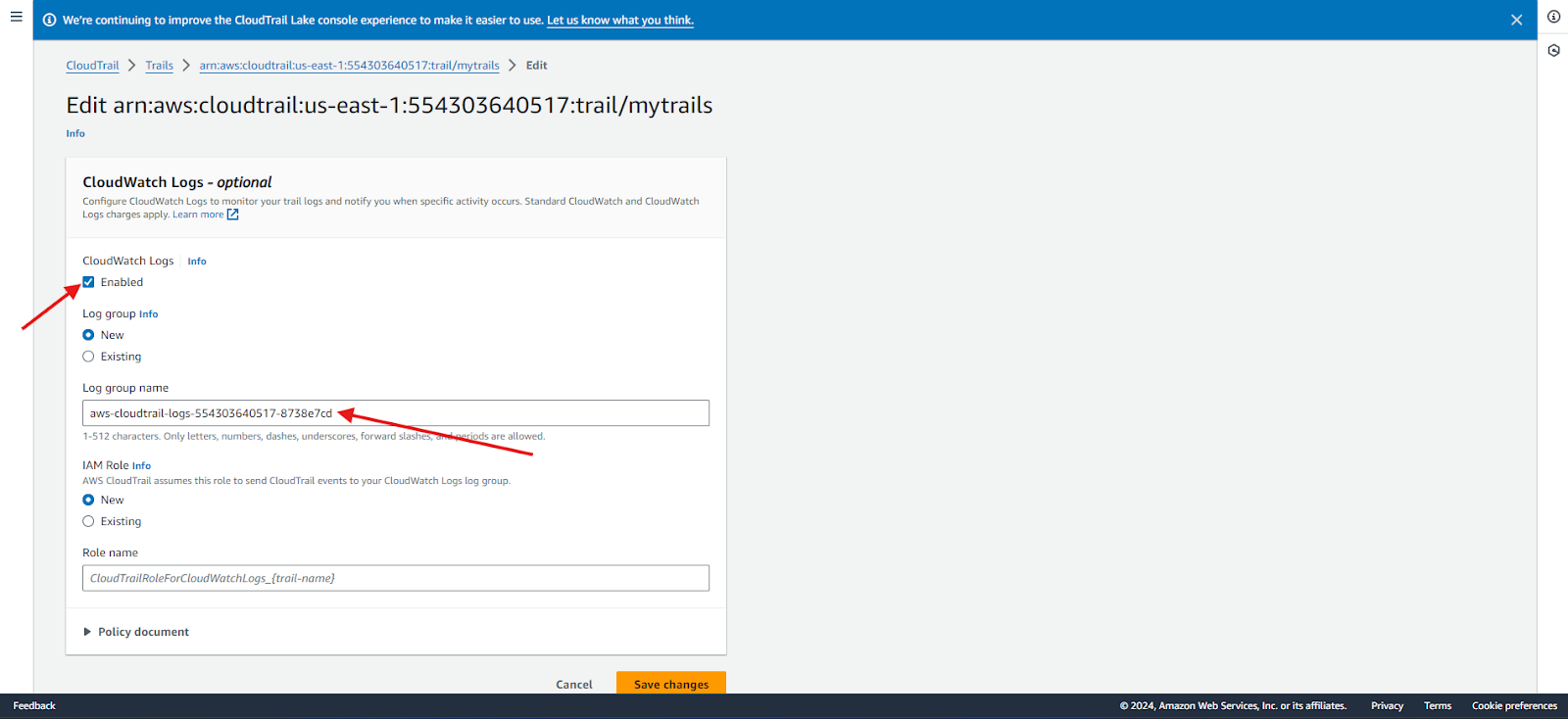 Set Up Log Group and IAM Role