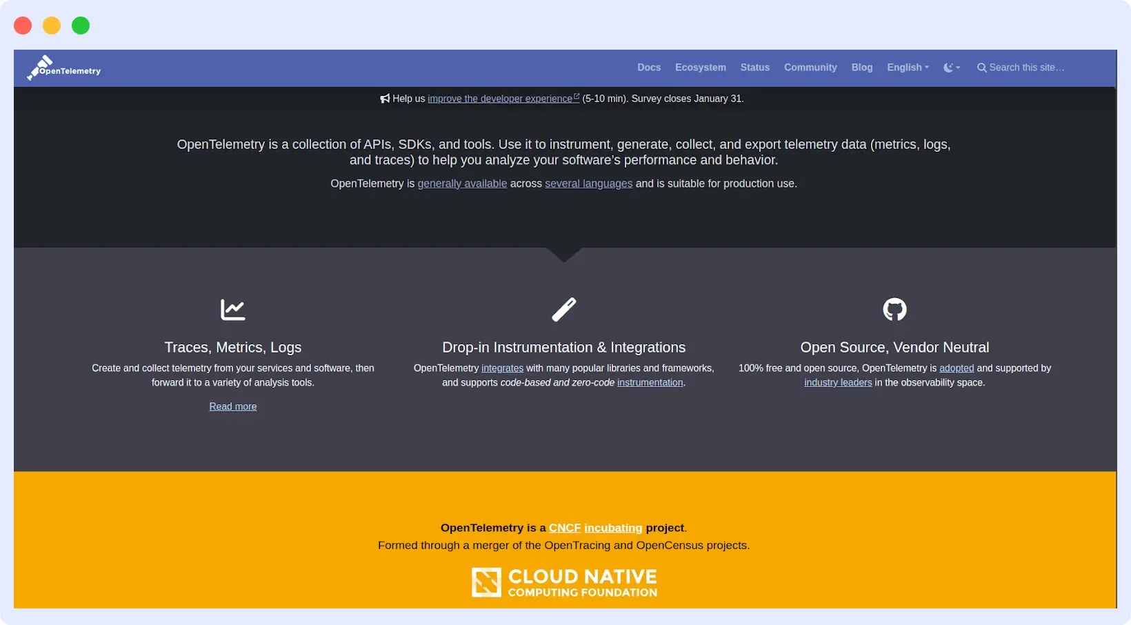OpenTelemetry for observability as per latest trends