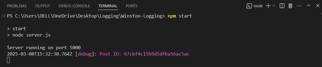 Debug log level output displaying detailed information about system events and processes.
