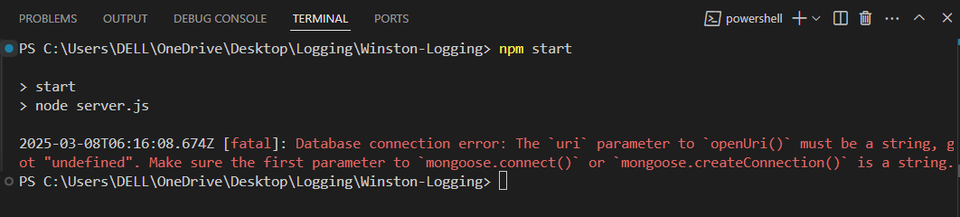 Fatal log level output showing critical system failures that result in complete application or system shutdown.