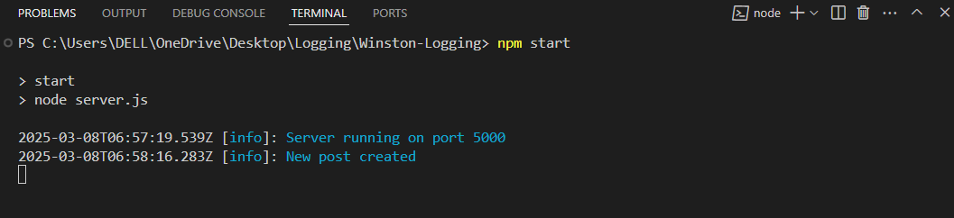 Info log level output showing general system events and status updates.