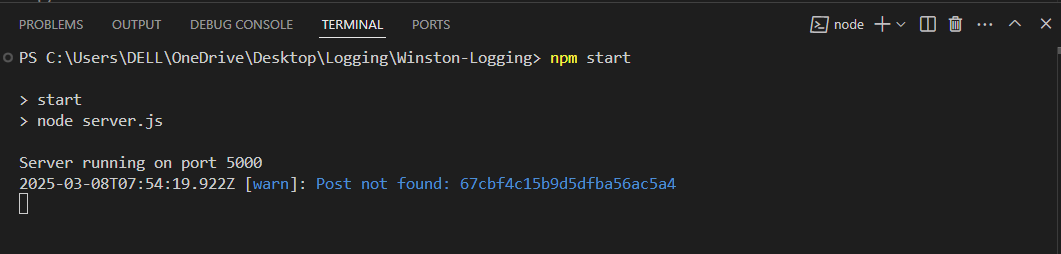 Warn log level output displaying potential issues or non-critical warnings in the system.