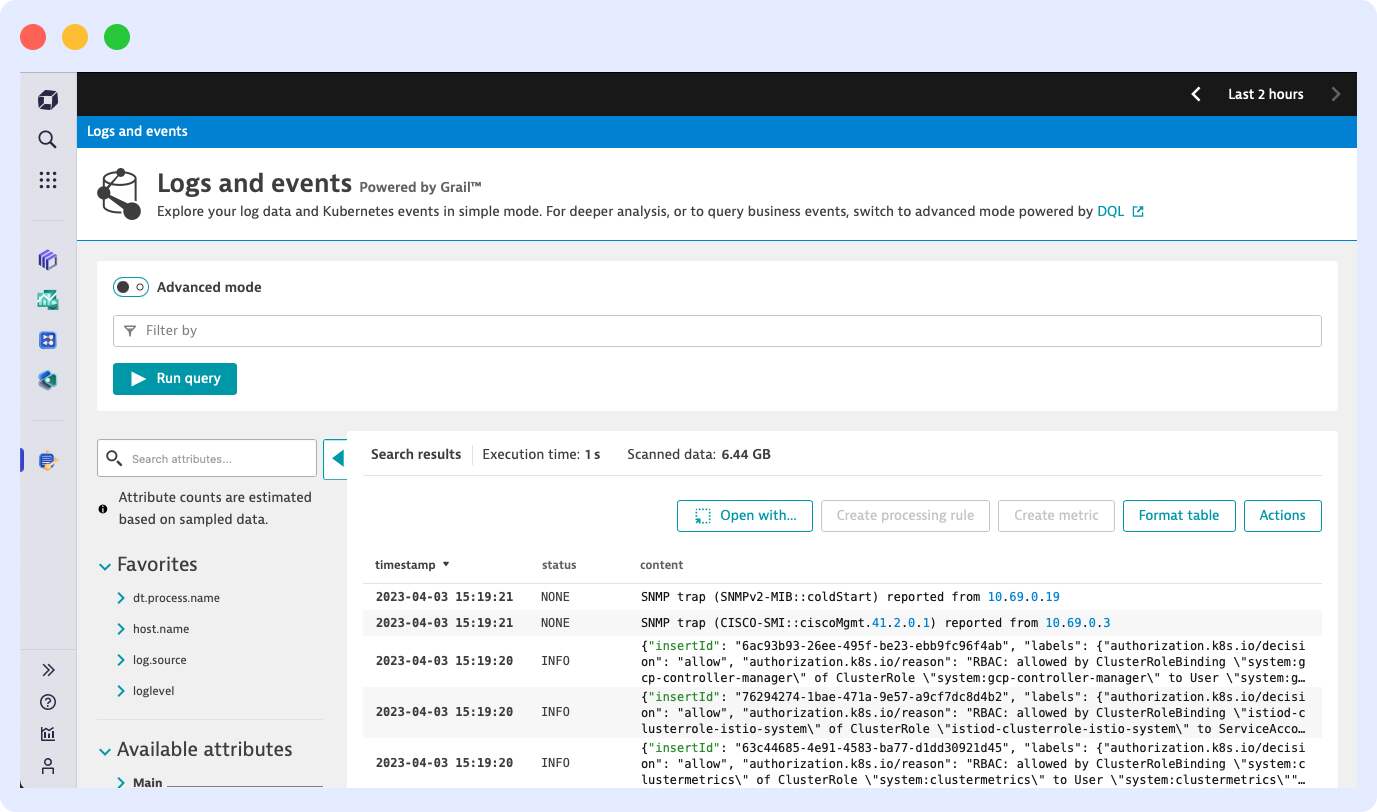 Dynatrace log management
