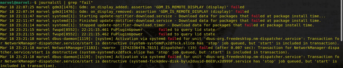 Searching Logs in systemctl logs