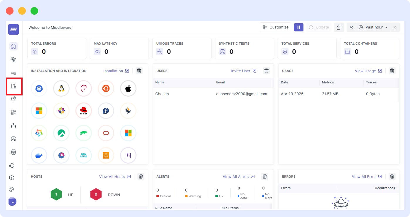 Middleware dashboard to view crontab logs