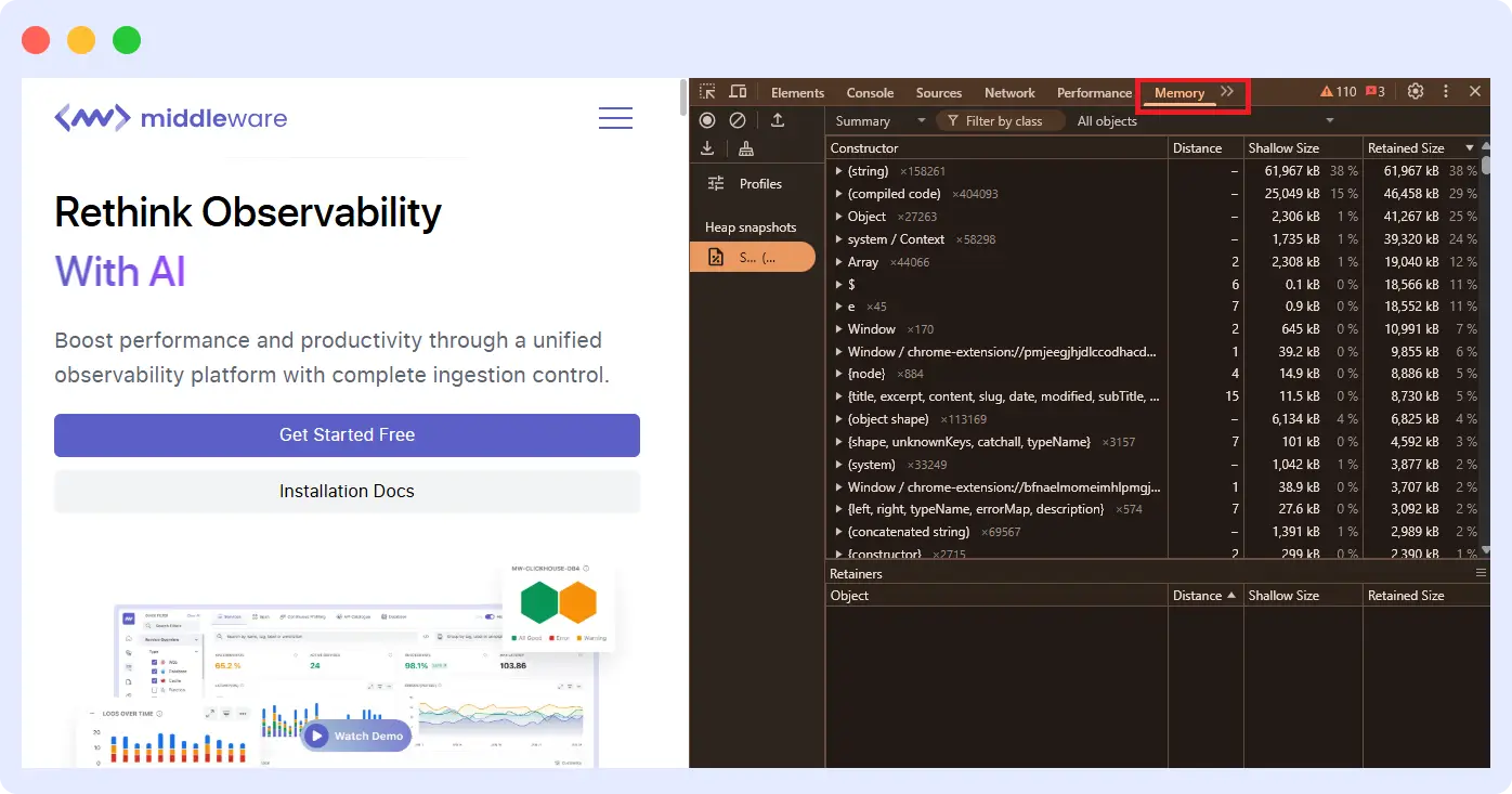 Built-in Tools for memory leaks check