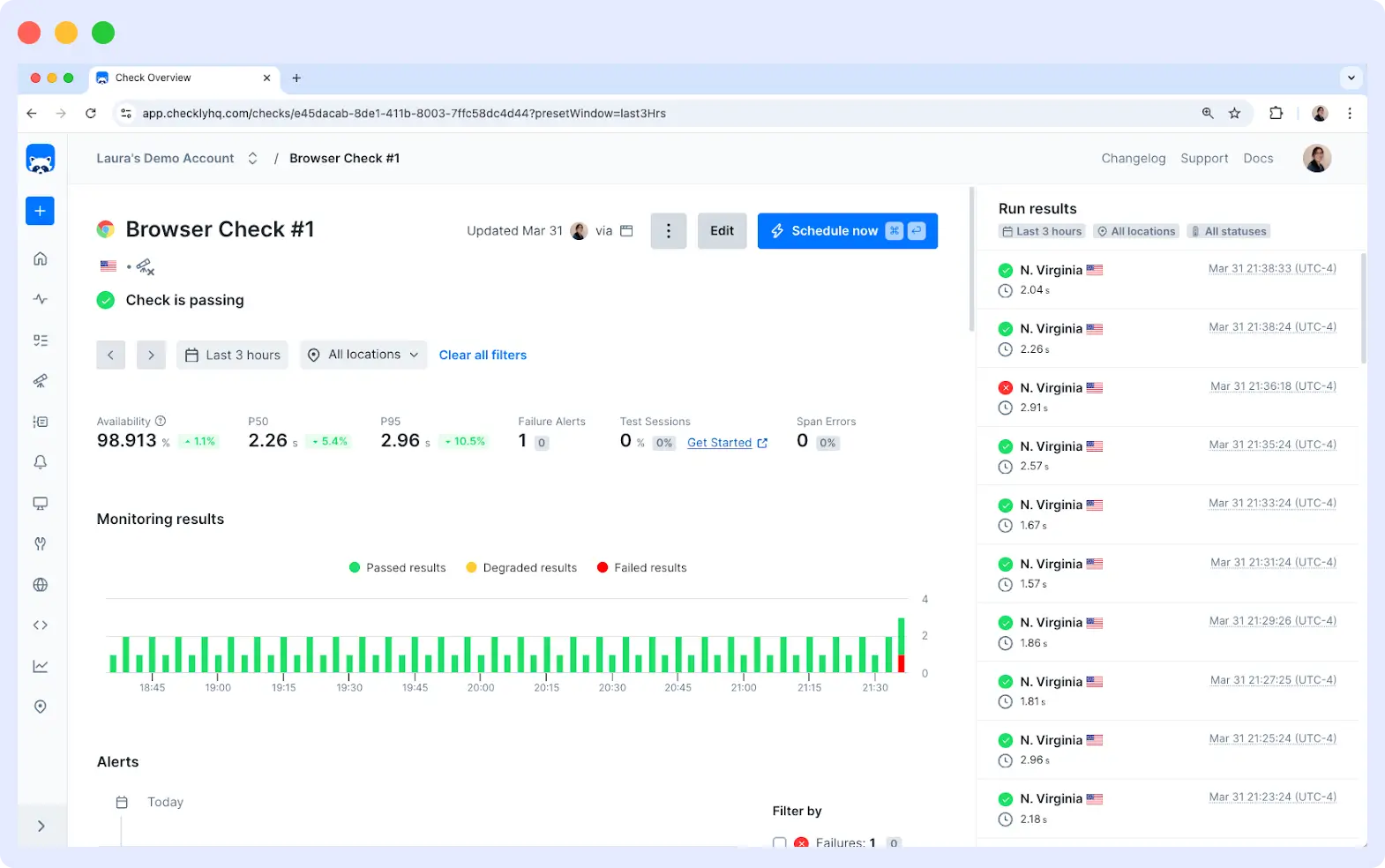 Checkly pingdom alternative
