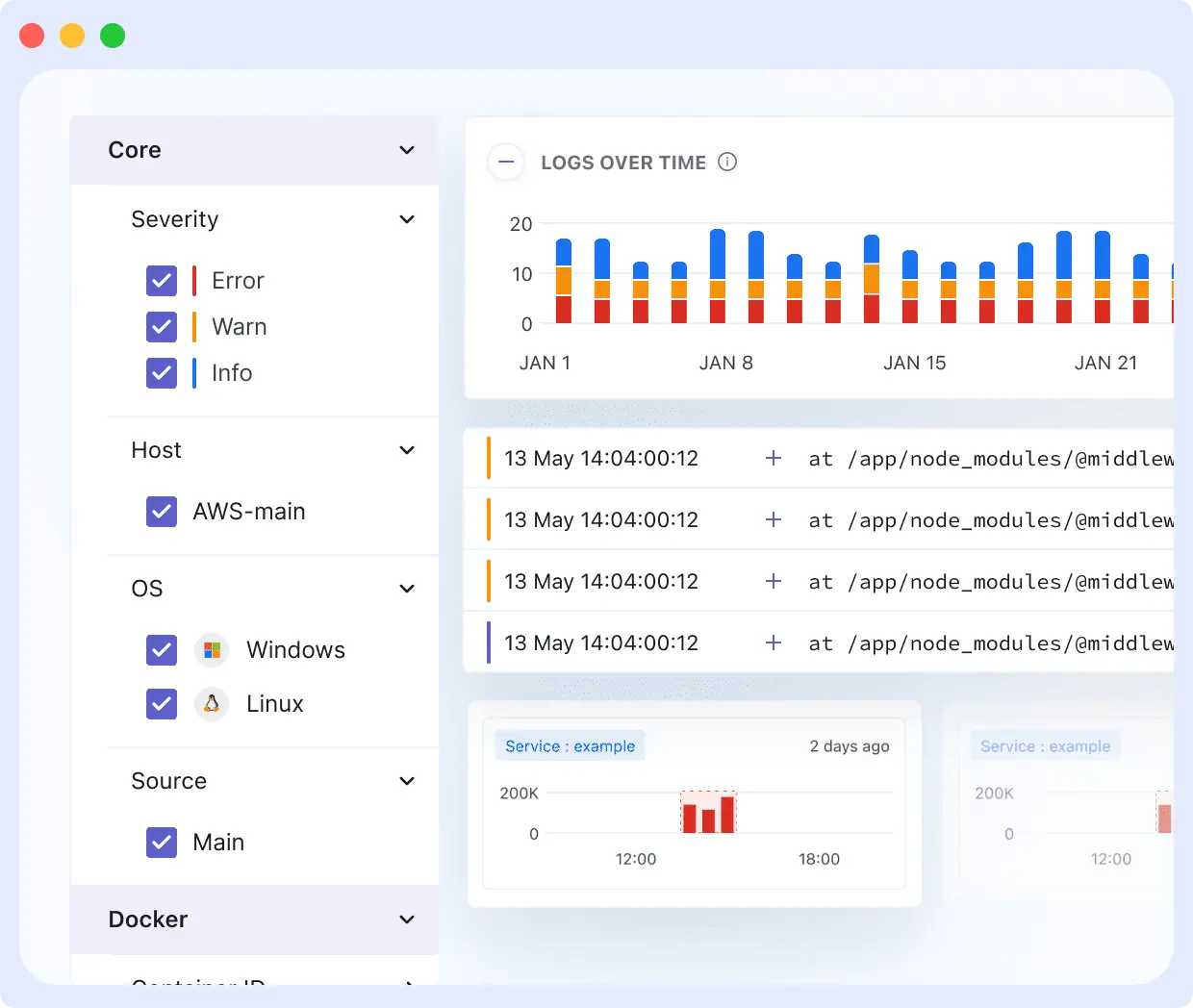 Severity log Level Filters