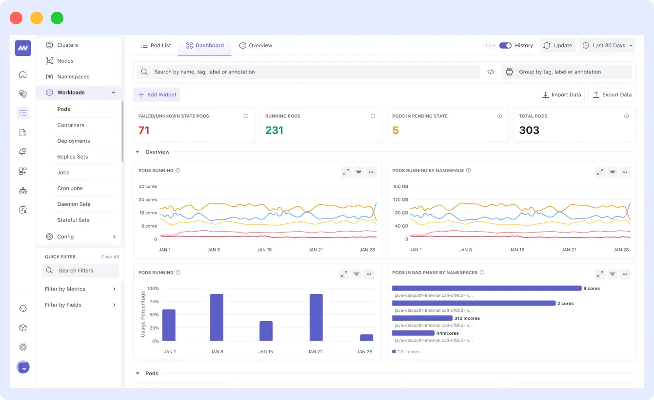 visualise your pods in Middleware for K8 troubleshooting