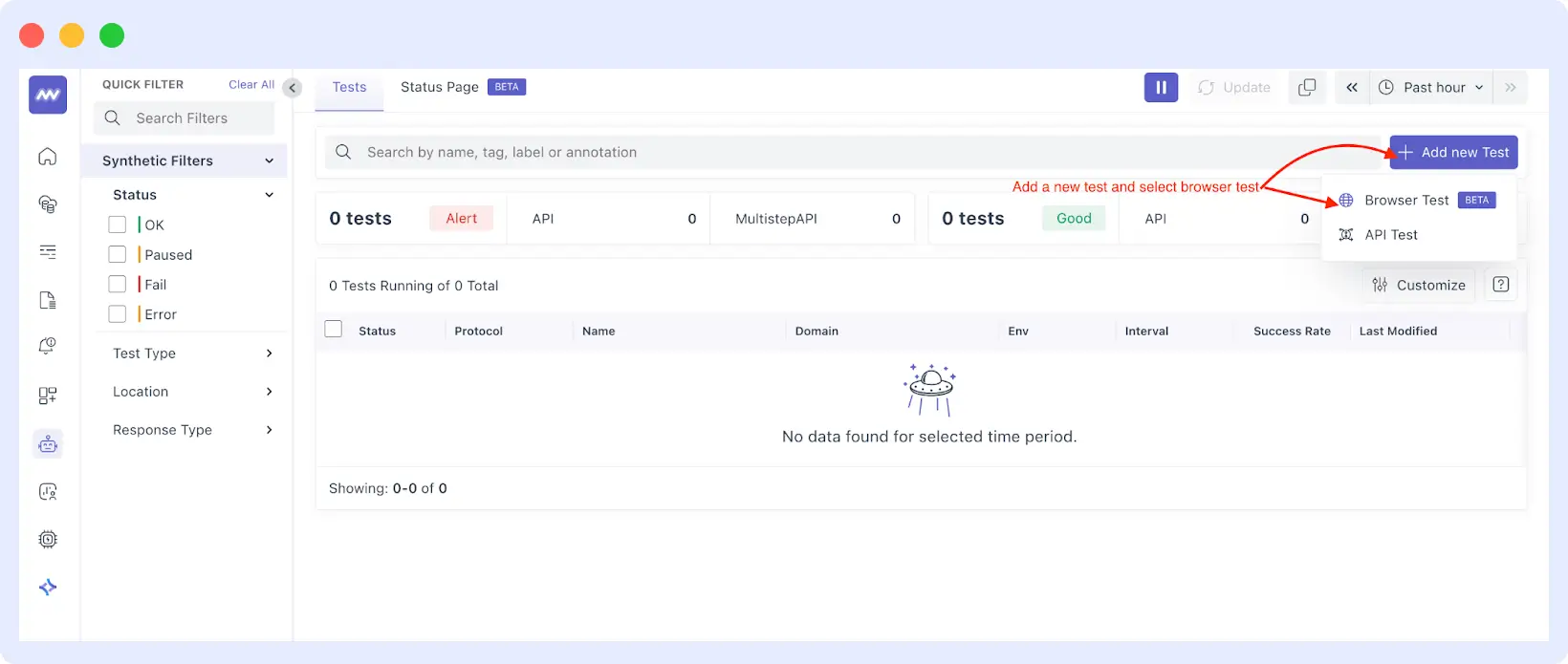 Make a new Browser Test