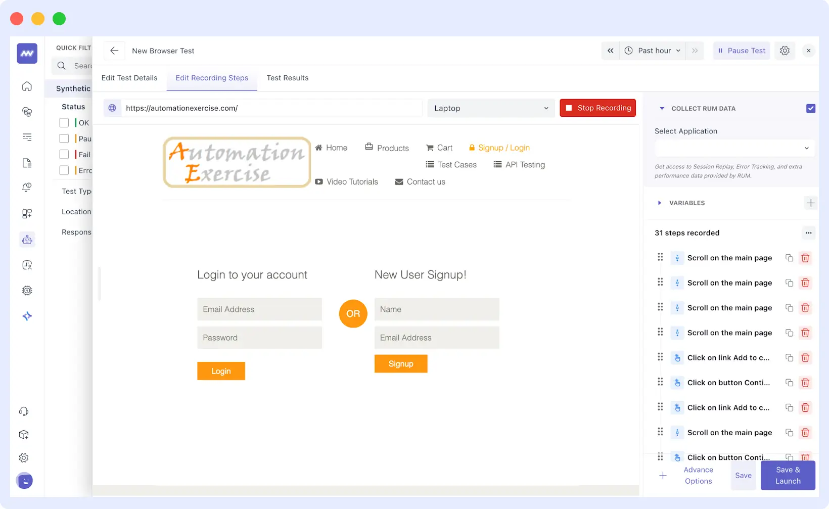 Record Your User Journey
