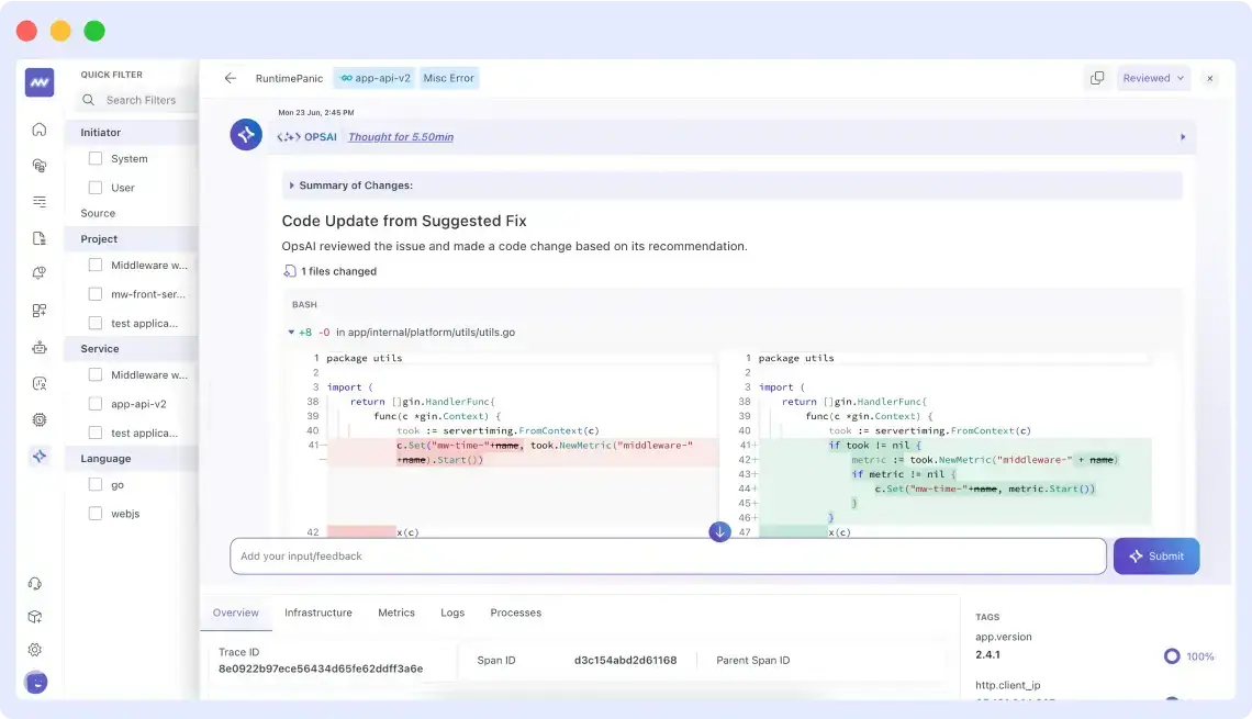 accurate solutions to resolve the issue in OpsAI