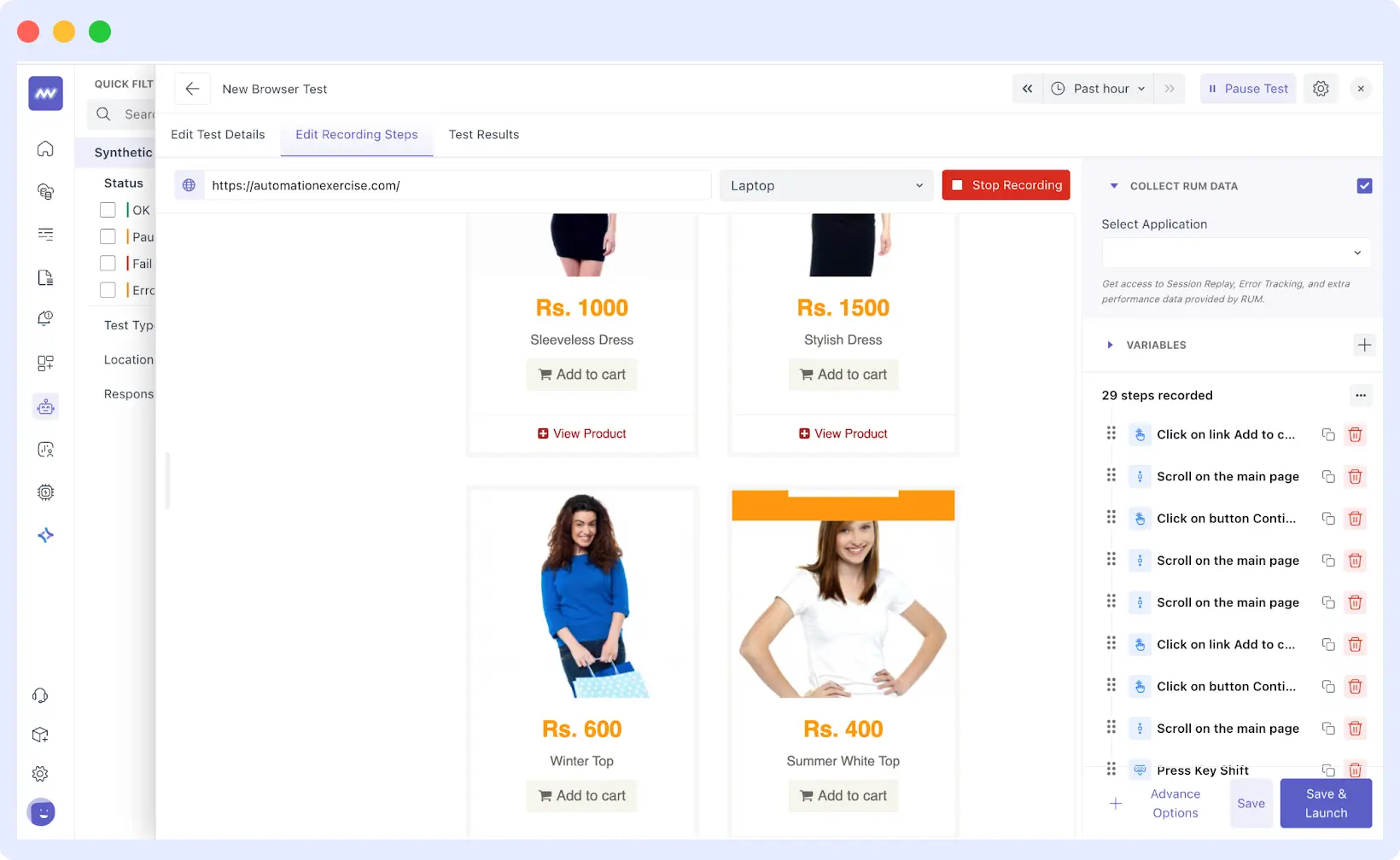 session recording in browser testing