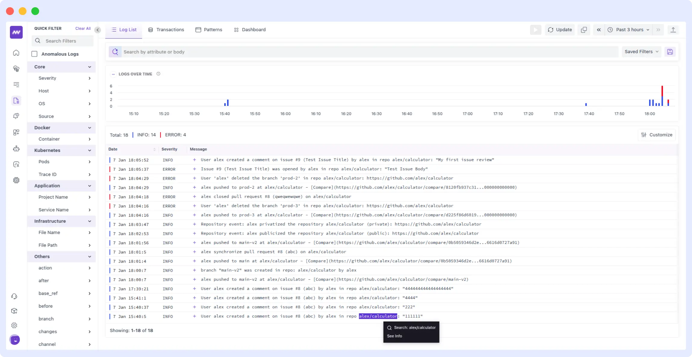 stack traces to commit history in Middleware OpsAI