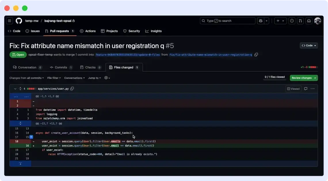 suggested fix in Ops AI in Middleware
