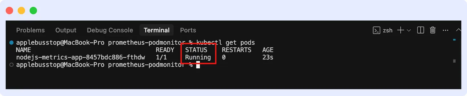 Kubernetes pod list showing each pod and its current status