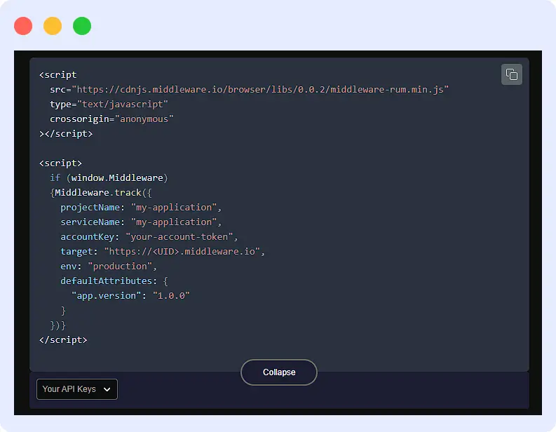 Setting up Middleware Browser Real User Monitoring API in a Next.js application