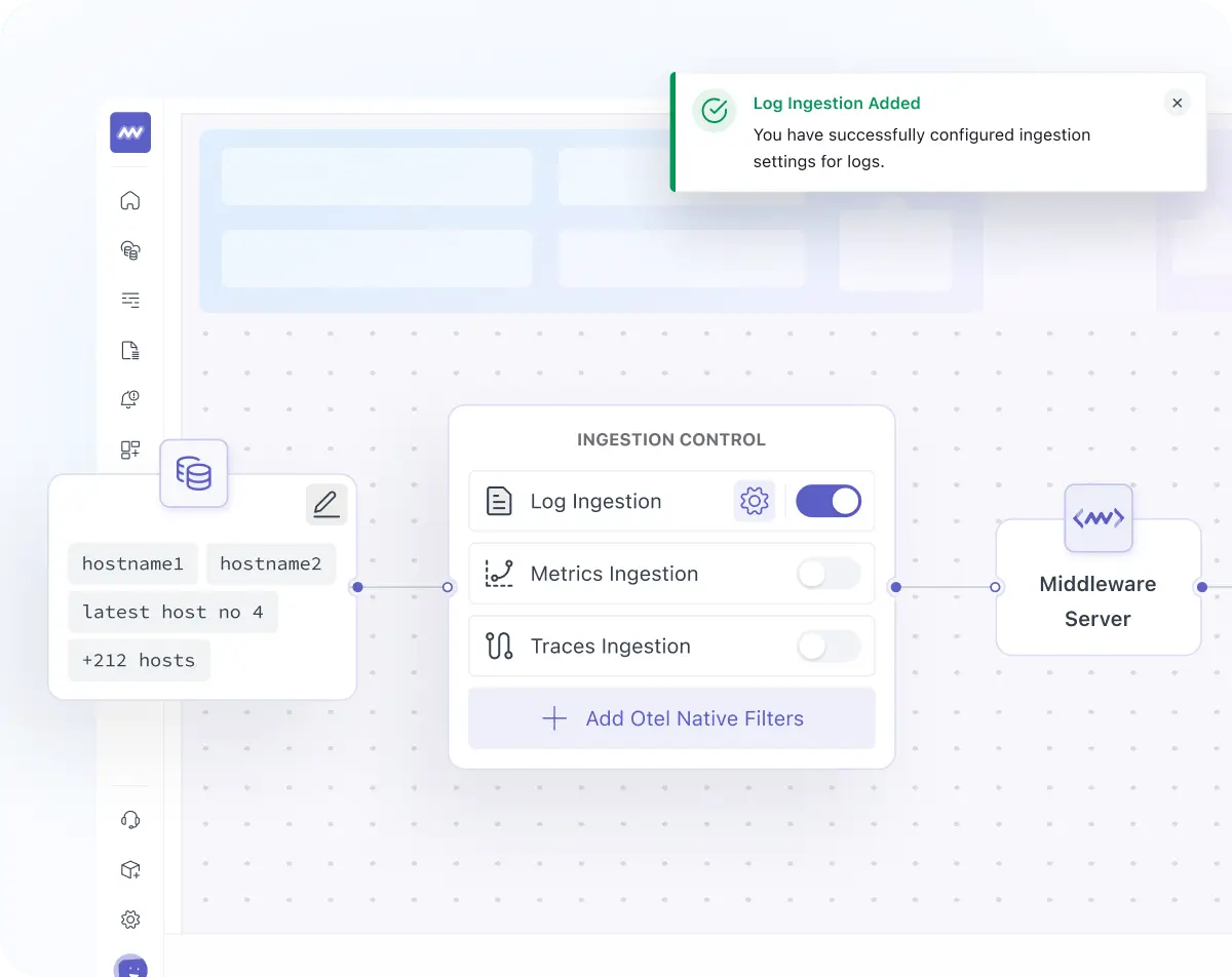 Observability pipeline ingestion control for filtering and routing telemetry data
