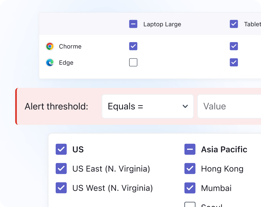 Browser testing with filters for country & device