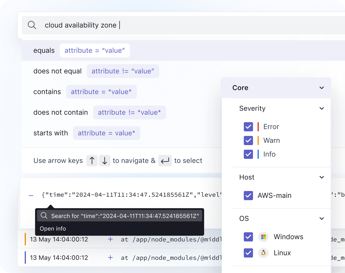 Search and Filter Logs