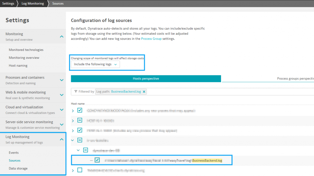 Dynatrace's log monitoring