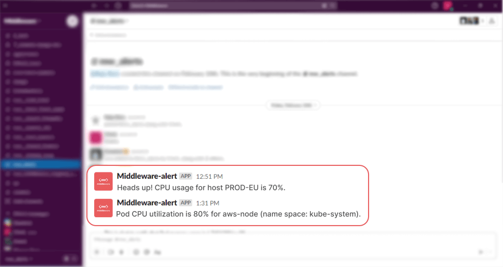 Alerts in Slack