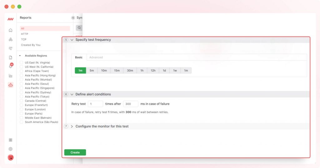 Specify Test frequency