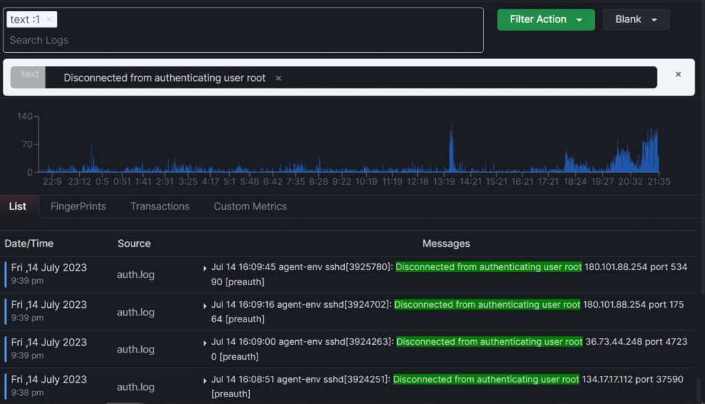 Filter logs for common errors