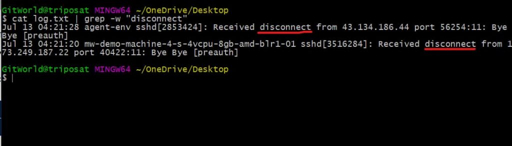 grep -w “disconnect”