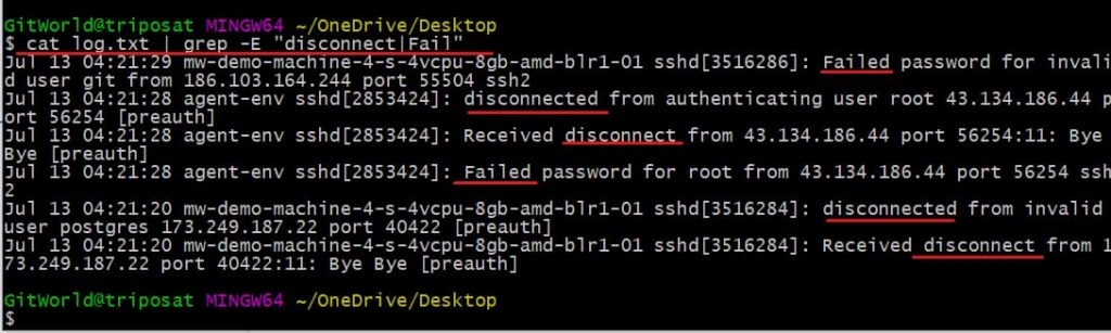 grep -E “disconnect Fail”