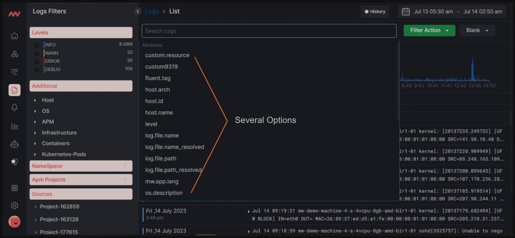 search your log queries