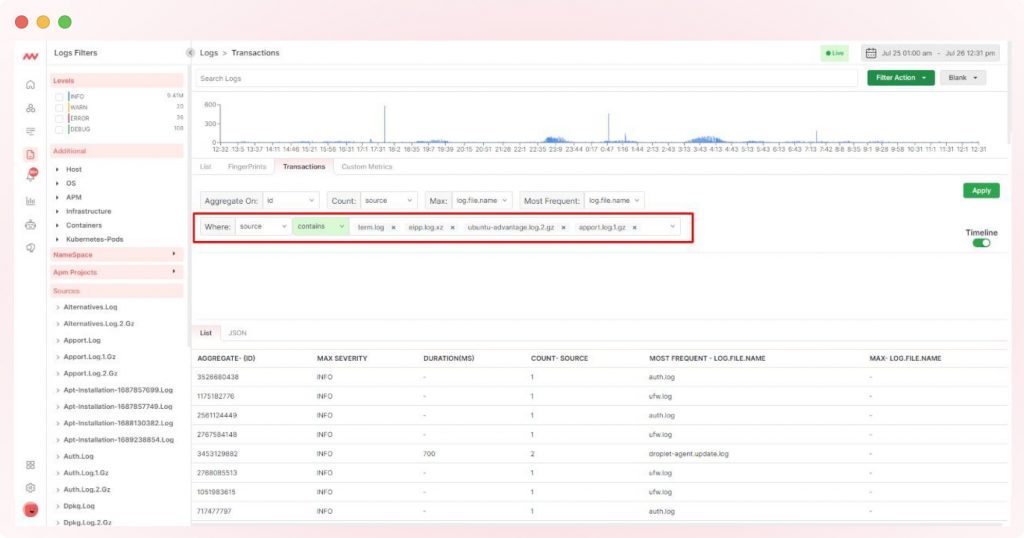 Configure Log Parsing and Define Parsing Rules for Log transaction queries