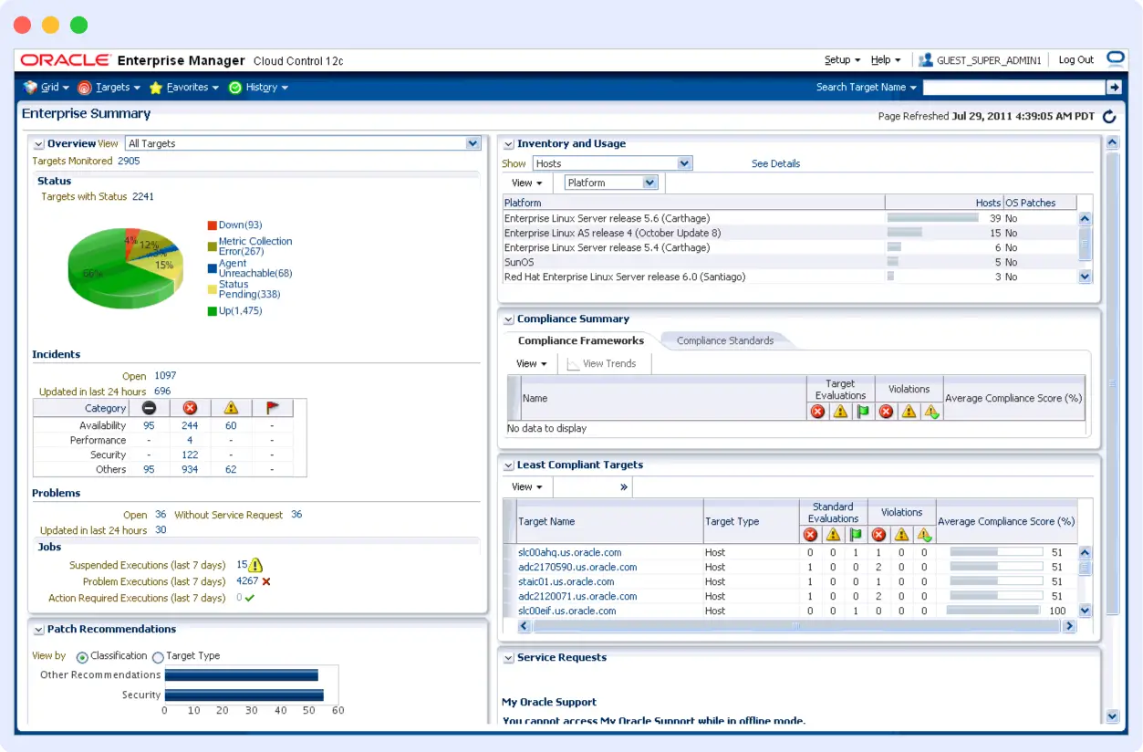 Oracle Enterprise Manager database monitoring software