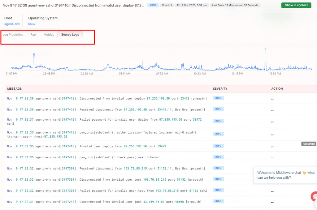 Source Logs in Middleware