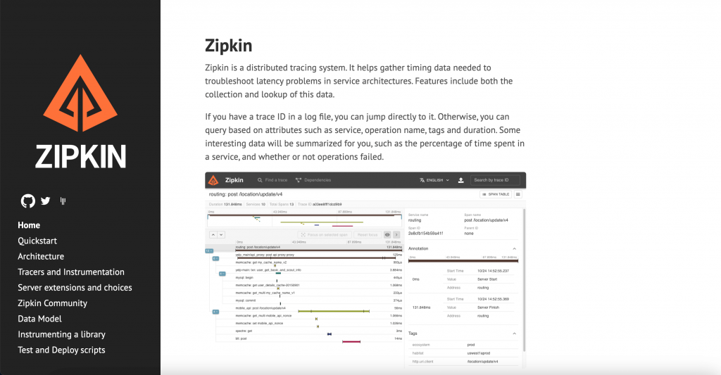 Zipkin, open-source observability tool