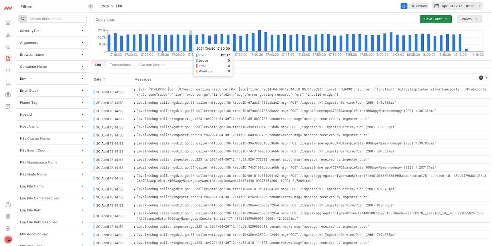 Middleware Logs and Traces (mttr vs. mttd)