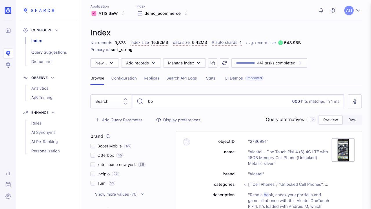 Elasticsearch Alternatives - Algolia