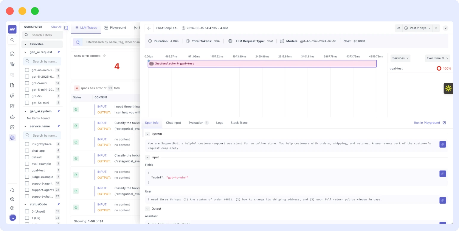Middleware LLM observability dashboard