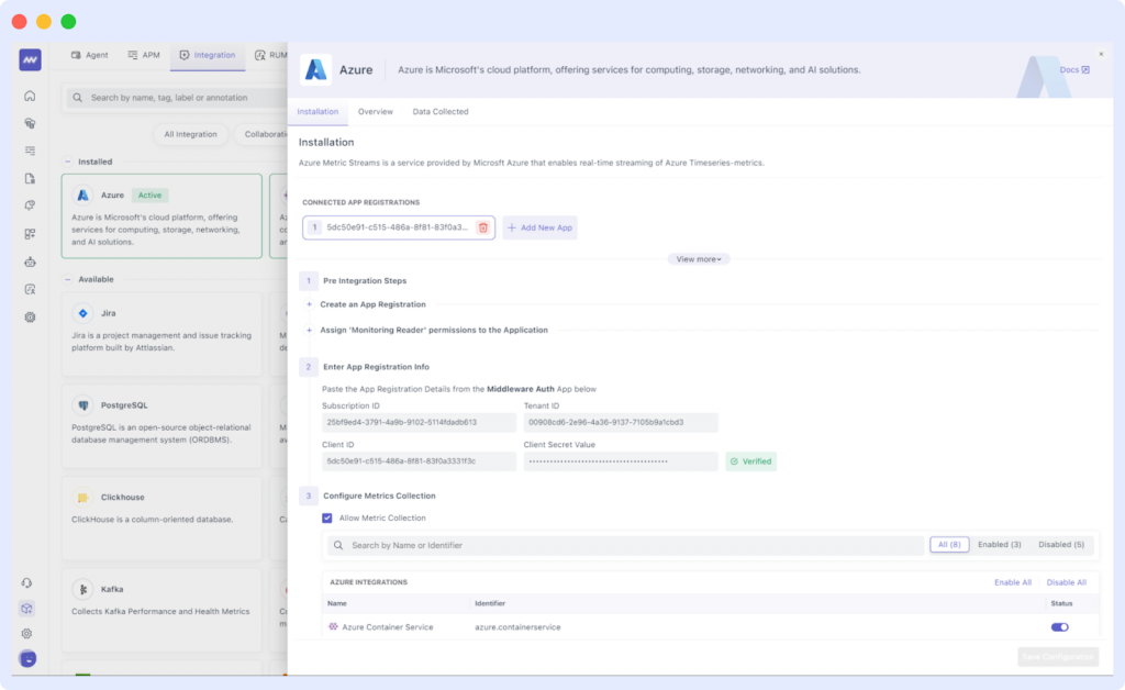 Implementing Middleware with Azure Monitoring