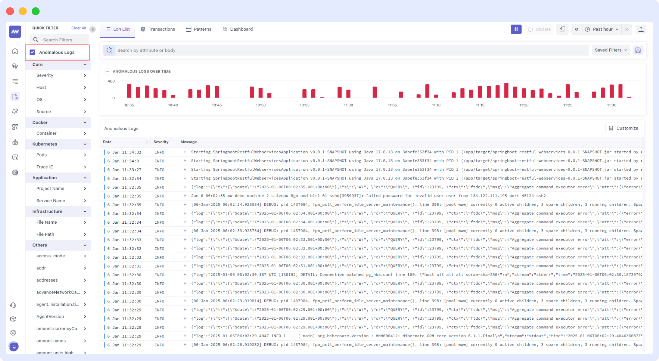 log anomaly detection in middleware