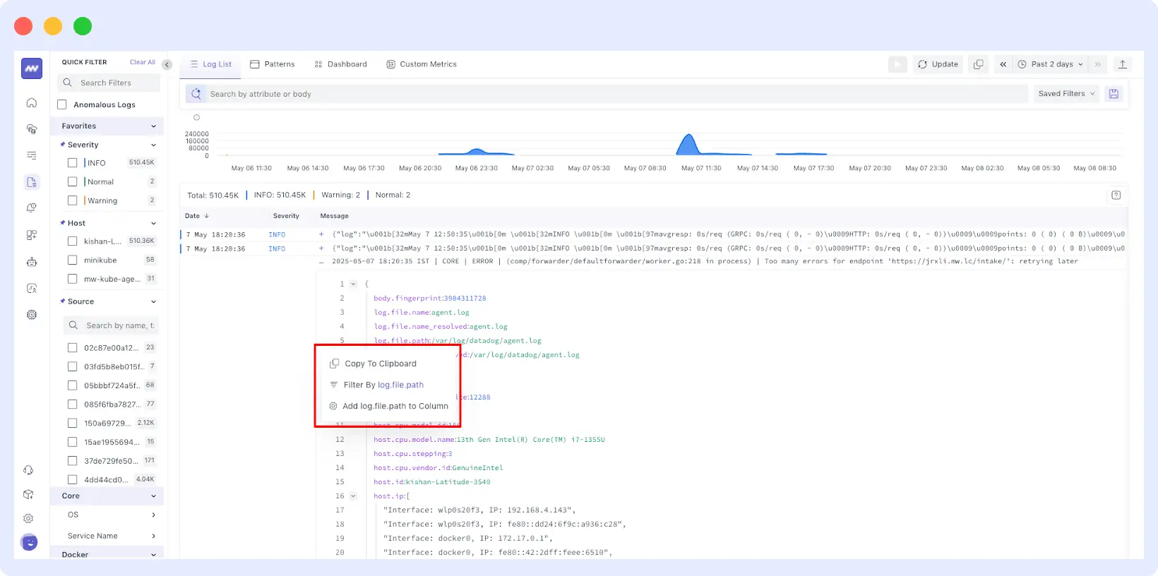 Log View List