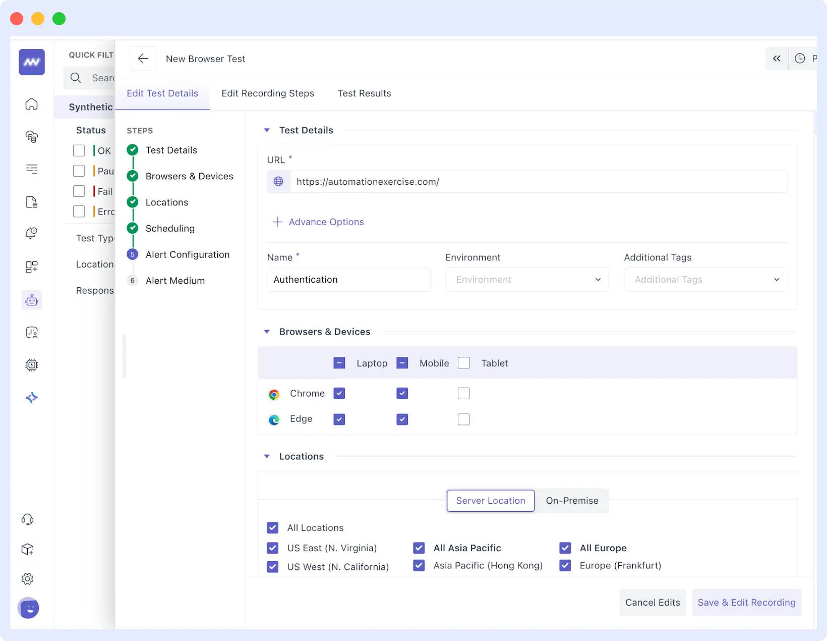 Make a new browser test in middleware