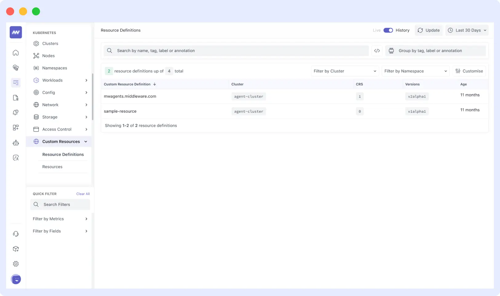 Custom Resources View