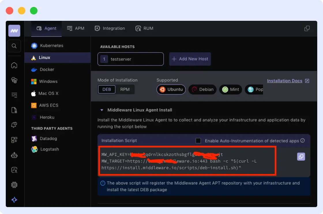 Installing Middleware on Linux